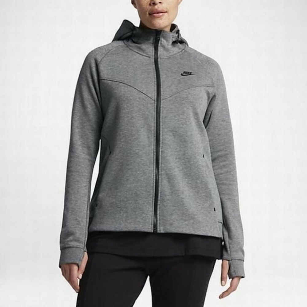 Nike Women's Sportswear Tech Fleece Hoodie - Carbon Heather/Black